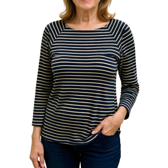 Lauren Ralph Lauren Tops - Ralph Lauren Woman Gold Black Metallic Striped Top Ballet Neck 1X Plus NWOT